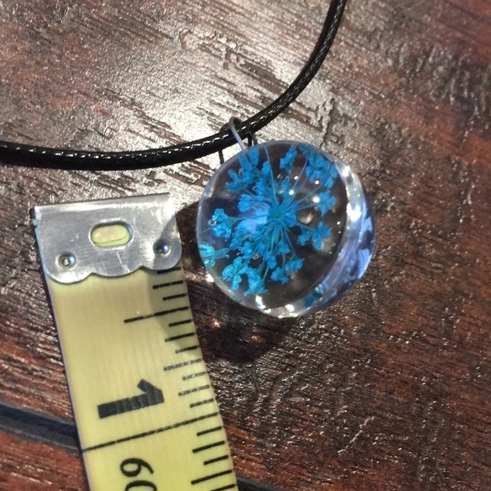 Boho  Dried Flower Glass Ball Necklace jewelry … - Picture 3 of 5